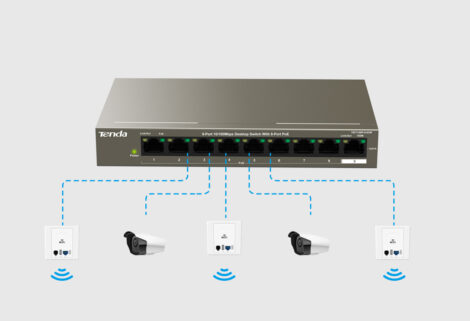 Tenda 9-Port 10/100Mbps Desktop Switch With 8-Port PoE | TEF1109P-8-63W